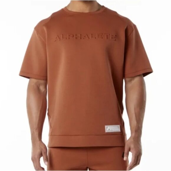 Alphalete NWT ELMTS Half Sleeve Pullover Brick Orange Men's L - Picture 1 of 8
